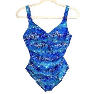 One Piece Swimsuit Size Medium Aqua Green Blue